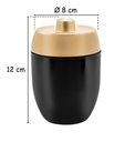 Ver imagem 4 de Kit Conjunto Acessórios de Pia Banheiro Lavabo Preto Tampa Dourado 3 Peças Forma Dispenser