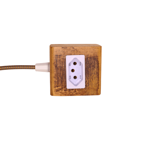 Extensão Madeira Régua Elétrica 1 Tomada Branca Cor do Cabo:azul e Dourado