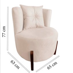 Poltrona Decorativa Luna Suede Marfim - 6