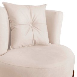 Poltrona Decorativa Luna Suede Marfim - 5