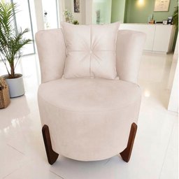 Poltrona Decorativa Luna Suede Marfim - 8