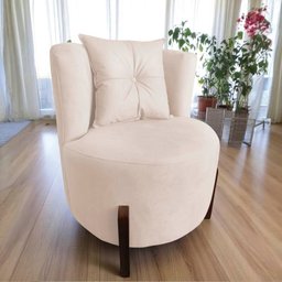 Poltrona Decorativa Luna Suede Marfim - 7