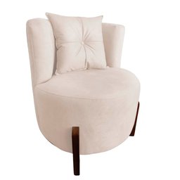 Poltrona Decorativa Luna Suede Marfim - 2