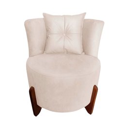 Poltrona Decorativa Luna Suede Marfim - 1