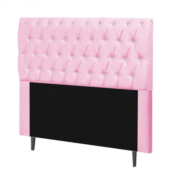 Cabeceira Estofada Paris 140CM Casal Strass Suede Rosa - D A DECOR - 2