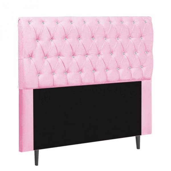 Cabeceira Estofada Paris 140CM Casal Strass Suede Rosa - D A DECOR - 3