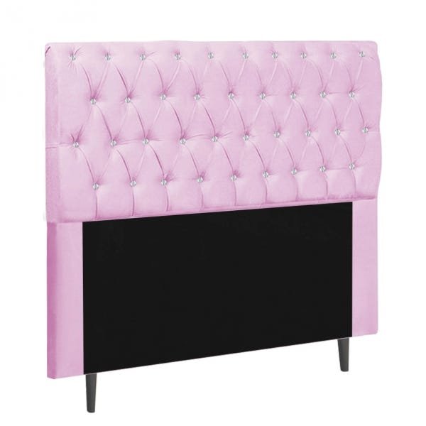 Cabeceira Estofada Paris 140CM Casal Strass Suede Rosa - D A DECOR - 6