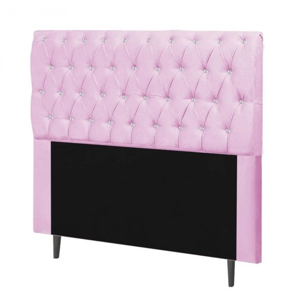 Cabeceira Estofada Paris 140CM Casal Strass Suede Rosa - D A DECOR - 5