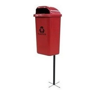 Cesto Individual Para Coleta Seletiva De 50 Litros Com Poste