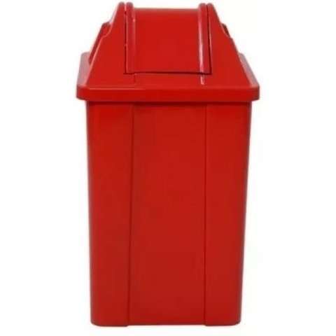 Cesto Quadrado Com Tampa Vai-vem 100 Litros:Vermelho