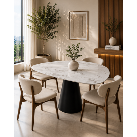Mesa de Jantar Orgânica Cone Canya Atenna 130x135cm