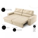 Ver imagem 3 de Sofá Hera 3 Lugares Retrátil e Reclinável 200cm Bege Suede
