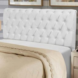 Cabeceira Estofada Paris 140CM Casal Strass Courino Branco - D A DECOR - 4