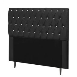 Cabeceira Estofada Paris 160CM Queen Strass Courino Preto - D A DECOR - 2