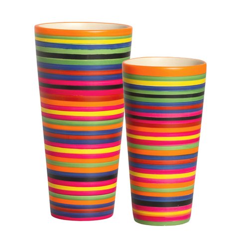 Dupla de Vasos Decorativos de Cerâmica Colorido Firenze Colors Joelma Decorações