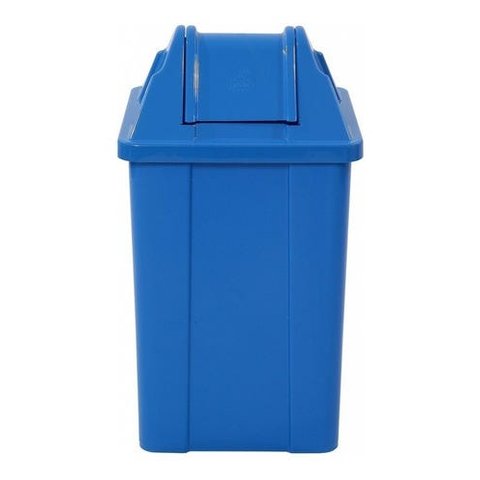 Lixeira Plástica Quadrada Com Tampa Vai - Vem 60 Litros:Azul