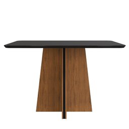 Mesa de Jantar Vanda Retangular Tampo Chanfrado Curvo com Vidro Freijó/Preto Brilho - PR Móveis - 2