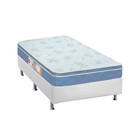 Cama Box Solteiro Colchão Espuma Castor D45 Sleep Max + Base CRC Courano White(88x188)