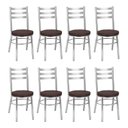Ver imagem 1 de Conjunto 8 Cadeiras para Sala de Jantar Debrum Cromado/Marrom