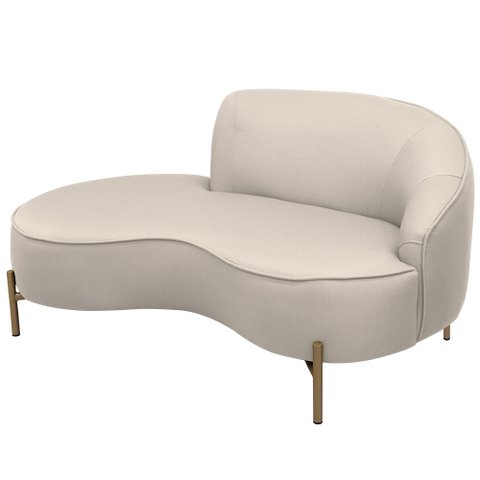 Sofá Curvo 2 Lugares 150cm Braço Esquerdo Thommy Pés Ouro F. Linho Off White - Nexta Casa