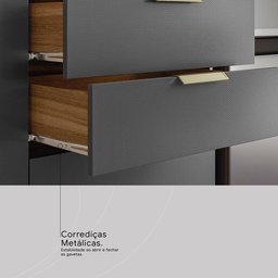 Balcão Cozinha Alba 120cm 2 Portas e 2 Gavetas Amêndola Touch/grafito Prime Tx com Tampo Mdp - Dem - 4