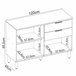 Balcão Cozinha Alba 120cm 2 Portas e 2 Gavetas Amêndola Touch/grafito Prime Tx com Tampo Mdp - Dem - 6
