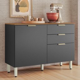 Balcão Cozinha Alba 120cm 2 Portas e 2 Gavetas Amêndola Touch/grafito Prime Tx com Tampo Mdp - Dem - 2