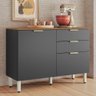 Balcão Cozinha Alba 120cm 2 Portas e 2 Gavetas Amêndola Touch/grafito Prime Tx com Tampo Mdp - Dem - 2