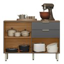 Ver imagem 3 de Balcão Cozinha Alba 120cm 2 Portas e 2 Gavetas Amêndola Touch/grafito Prime Tx com Tampo Mdp - Dem