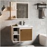 Conjunto Gabinete com Espelheira e Cuba para Banheiro 60cm Adonis Preto Ripado Ofertamo - 2