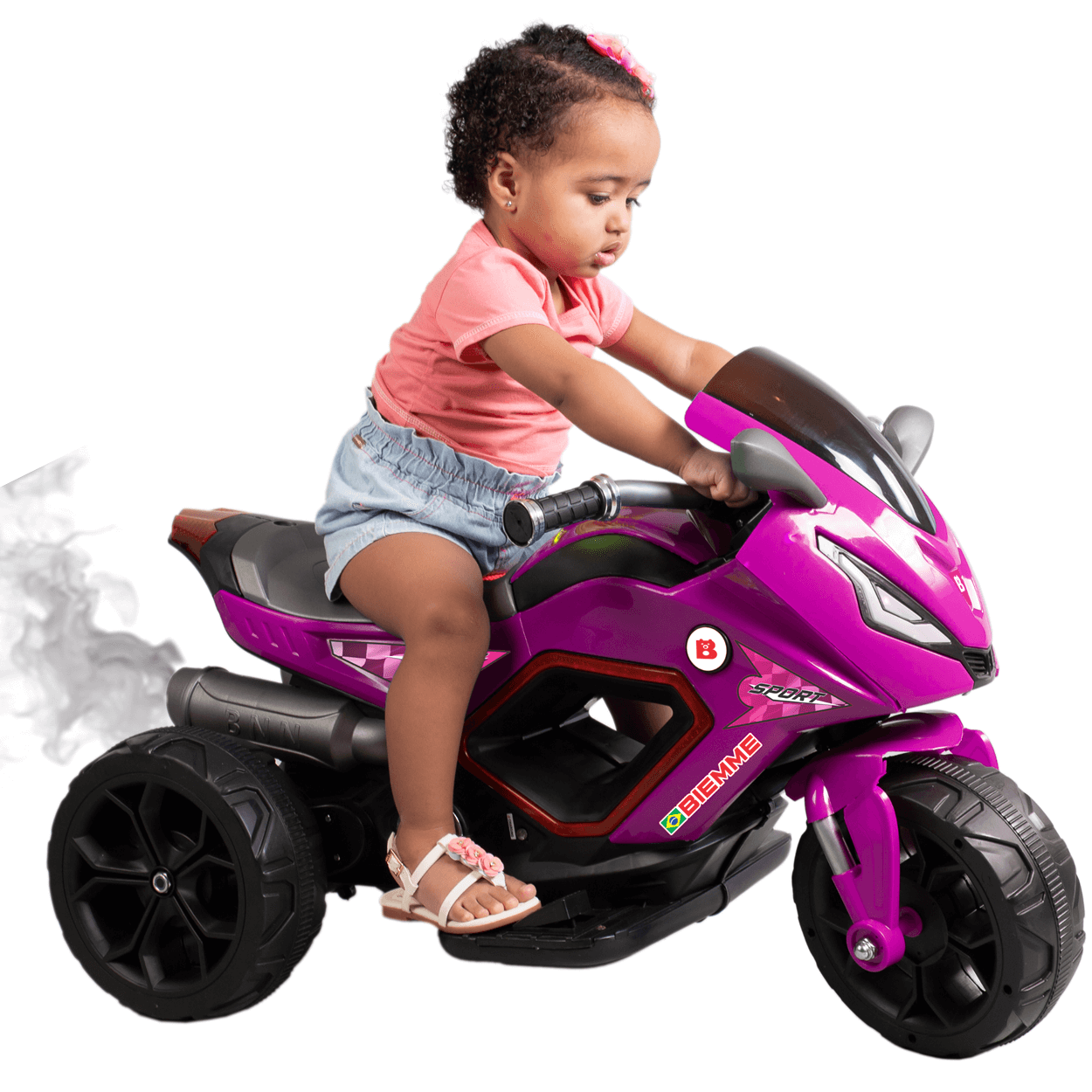 Moto Eletrica Infantil Biemme Sport Racing Led Fumaça 6v Girl
