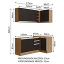 Ver imagem 4 de Armário de Cozinha Compacta de Canto 269cm Rustic/Preto Glamy Madesa 01
