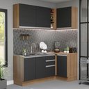 Ver imagem 1 de Armário de Cozinha Compacta de Canto 269cm Rustic/Preto Glamy Madesa 01