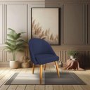 Ver imagem 2 de Kit 4 Cadeiras de Jantar Bela Veludo Azul Marinho Pés Palito Castanho - Pallazio