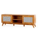 Ver imagem 2 de Rack para TV até 75 Polegadas 180,5cm 2 Portas com Palha Natural 1 Prateleira Nolan