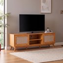 Ver imagem 1 de Rack para TV até 75 Polegadas 180,5cm 2 Portas com Palha Natural 1 Prateleira Nolan