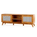 Ver imagem 2 de Rack para TV até 75 Polegadas 180,5cm 2 Portas com Palha Natural 1 Prateleira Nolan