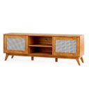 Ver imagem 2 de Rack para TV até 75 Polegadas 180,5cm 2 Portas com Palha Natural 1 Prateleira Nolan