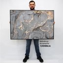 Ver imagem 2 de Quadro Decorativo em Canvas Abstrato Mármore Cinza Perolado TaColado Moldura Flutuante 4,5cm Freijó