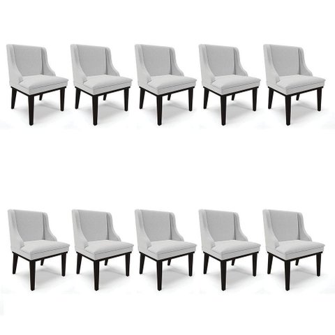 Kit 10 Cadeiras De Jantar Liz Cinza A05 Base Madeira Preto