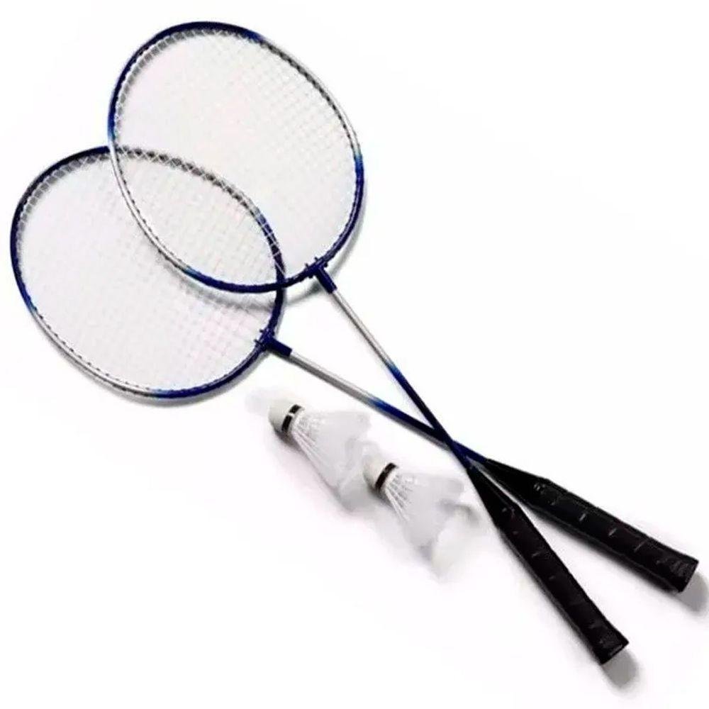 Kit 2 Raquetes Badminton Petecas e Bolsa