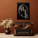 Ver imagem 1 de Quadro Gato Olhando Espelho Vendo Leão 45x34cm - com Vidro:moldura Preta