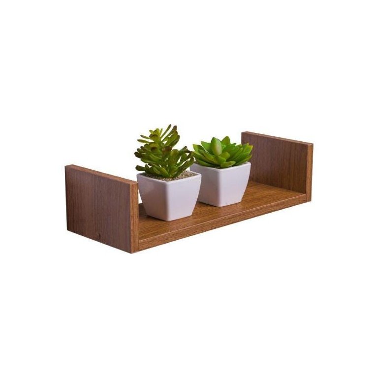 Prateleira U 40 x 10cm Freijó Suporte Invisível Prateleira U 40 x 10cm Freijó Suporte Invisível