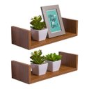 Ver imagem 1 de Kit 2 Prateleiras U 40 x 15cm Freijó Suporte Invisível