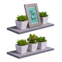 Ver imagem 1 de Kit 2 Prateleiras 40 x 10cm Cinza Claro Suporte Invisível