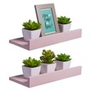 Ver imagem 1 de Kit 2 Prateleiras Porta Quadros 40 x 15cm Rosa Claro Suporte Invisível