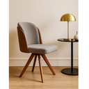 Ver imagem 2 de Cadeira Giratória em Madeira Maciça Cor Castanho Luma - Exclusiva Linho Cinza