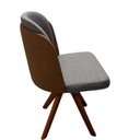 Ver imagem 4 de Cadeira Giratória em Madeira Maciça Cor Castanho Luma - Exclusiva Linho Cinza