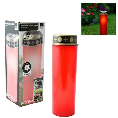 Luminaria Solar Balizadora Jardim Grama Poste Luz Tipo Vela Iluminacao Area Externa Fachada Base