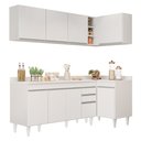 Ver imagem 1 de Armário de Cozinha Modulado de Canto Esquerdo 4 Peças Cp50 Balcão com Tampo Branco - Lumil Lumil Móv